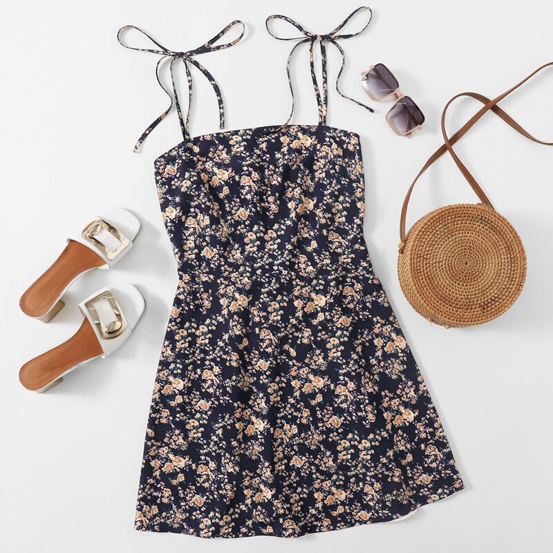 

Ditsy Floral Tie Shoulder Cami Dress, Multicolor