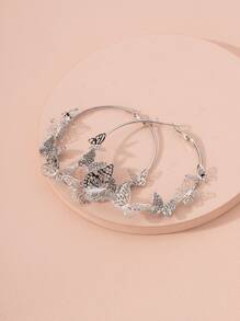 Hoa tai vòng trang trí bướm - Bạc - Xem 2