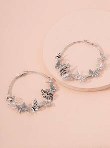 Hoa tai vòng trang trí bướm - Bạc - Xem 3