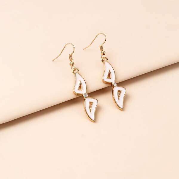 

Rhinestone Decor Irregular Charm Drop Earrings, White