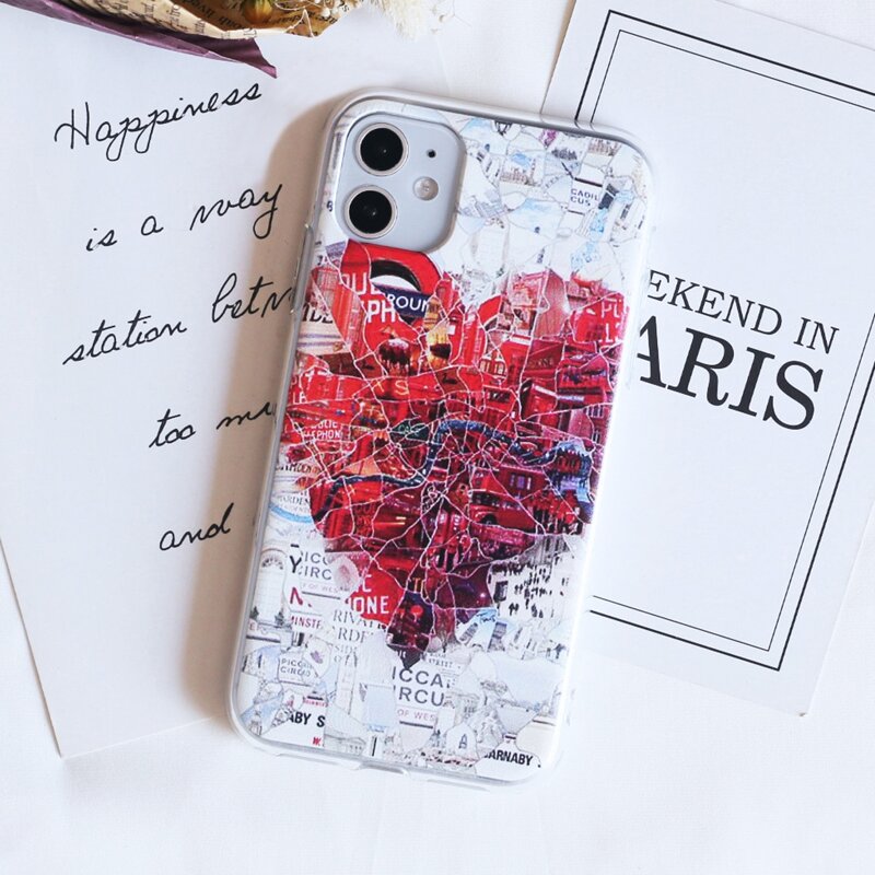 

Letter & Heart Print iPhone Case, Multicolor