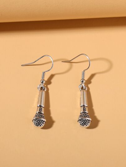 1 زوج ل شخصية فلز نسخة مطابقة للأصل مرح ميكروفون اقراط , للنساء عطلة حفلة اكسسوارات مجوهرات , هدية