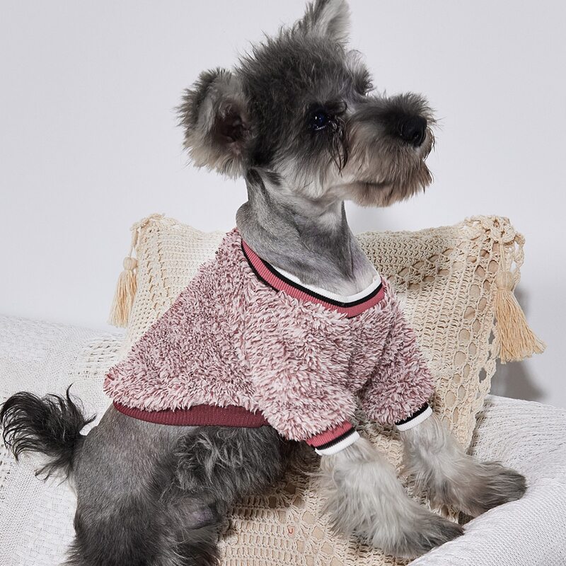 

Striped Plush Dog Sweatshirt, Dusty pink