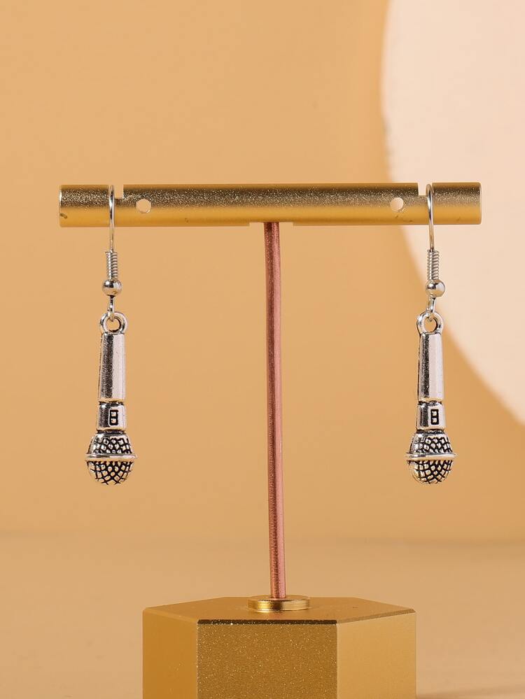1 Pair Personalized Metal Microphone Shaped Earrings, Women's Holiday Party Jewelry, Gift
