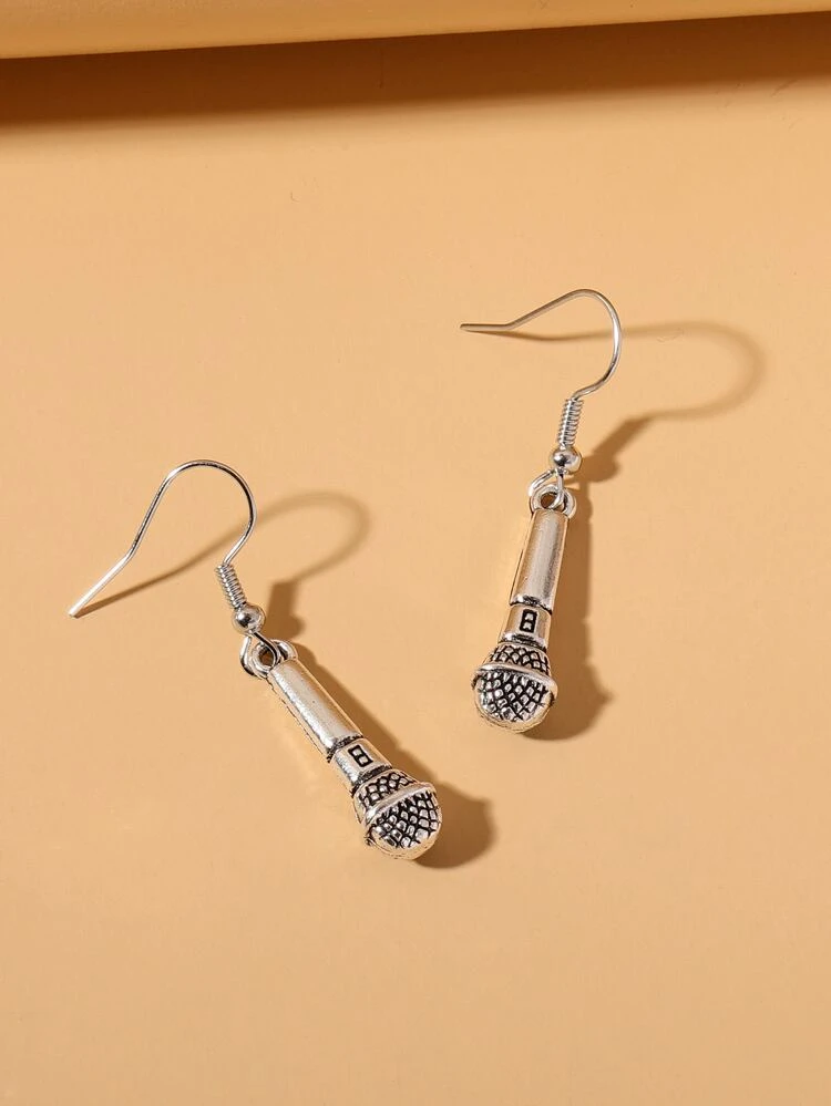 1 Pair Personalized Metal Microphone Shaped Earrings, Women's Holiday Party Jewelry, Gift