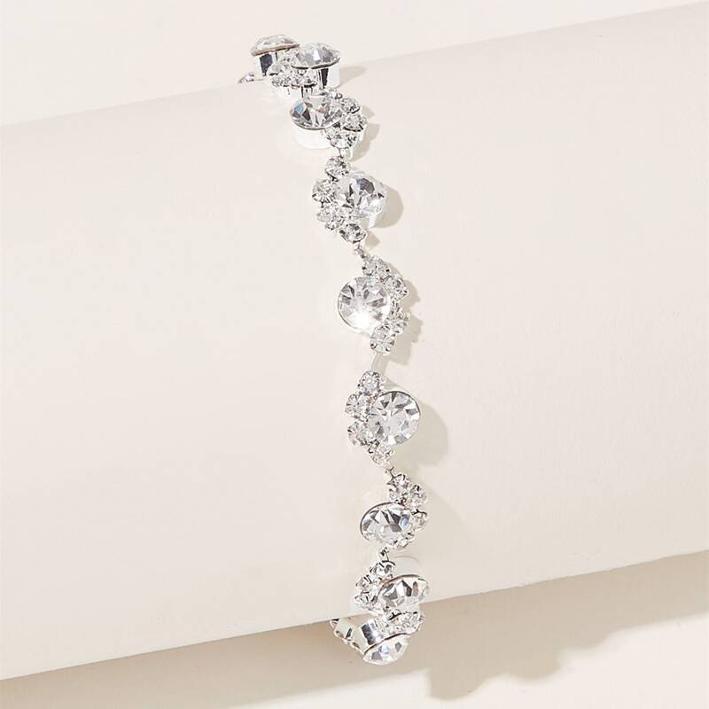 

Rhinestone Decor Chain Bracelet, Silver