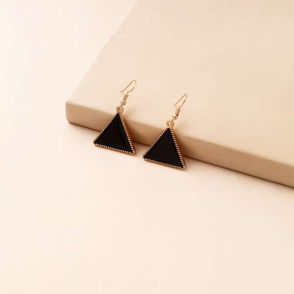 

Geometric Charm Drop Earrings, Black