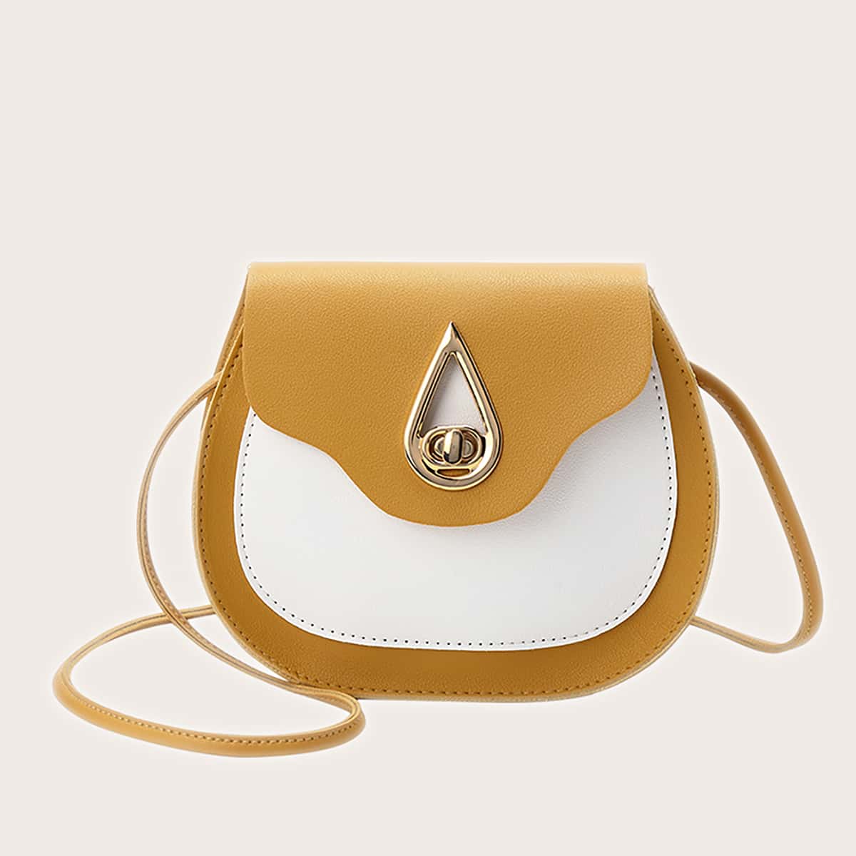

Colorblock Saddle Bag, Yellow