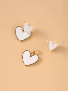 17KM Hoa tai trái tim đôi Valentine - trắng - Xem 2