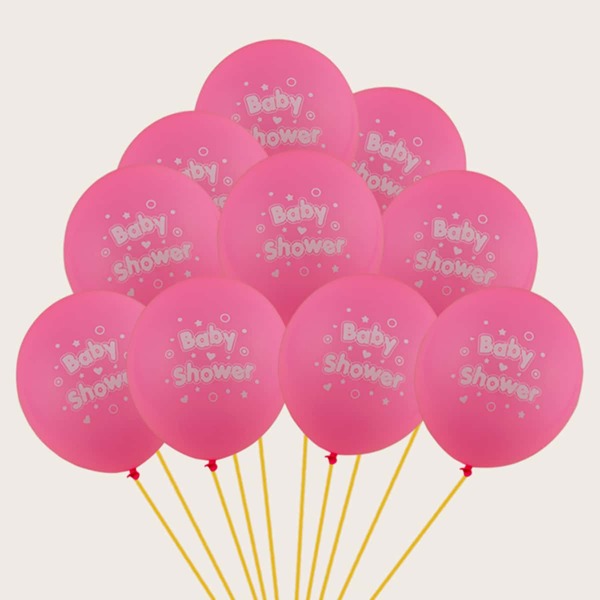 

10pcs Letter Graphic Balloon, Pink