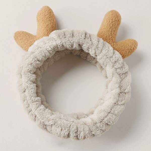 

1pc Antlers Decor Bath Headband, Grey
