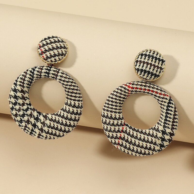 

Houndstooth Round Drop Earrings, Multicolor