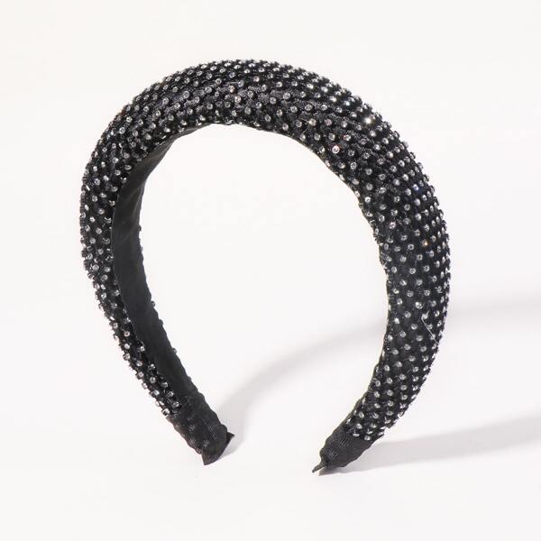 

Rhinestone Padded Hair Hoop, Black