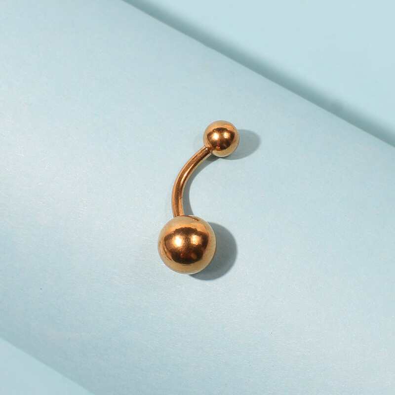 Round Ball Decor Belly Ring, Gold