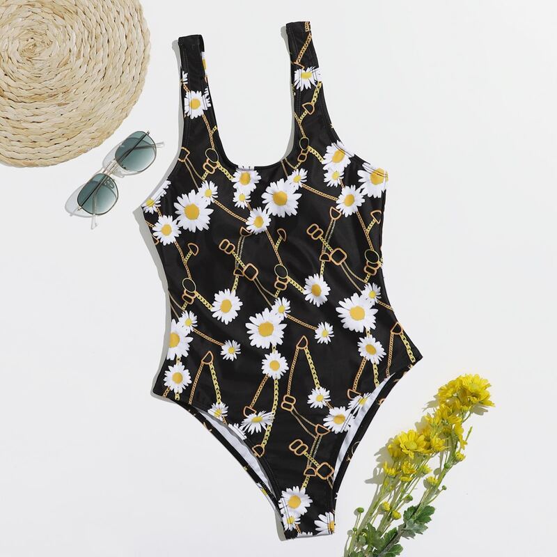 

Daisy & Chain Print One Piece Swimsuit, Multicolor