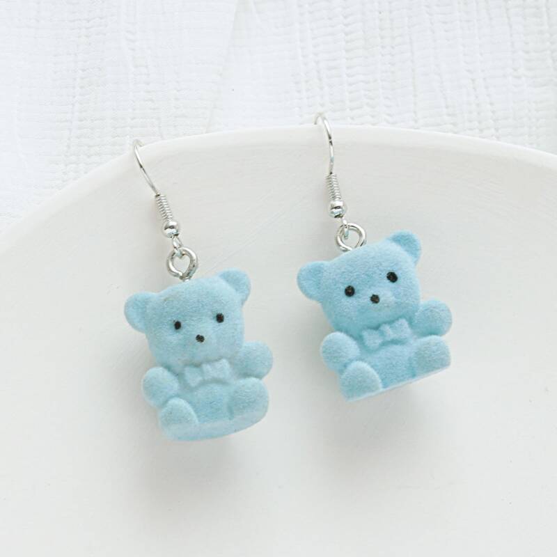 

Bear Drop Earrings, Blue