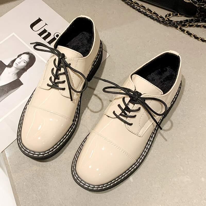 

Cap Toe Lace-up Oxfords, Beige
