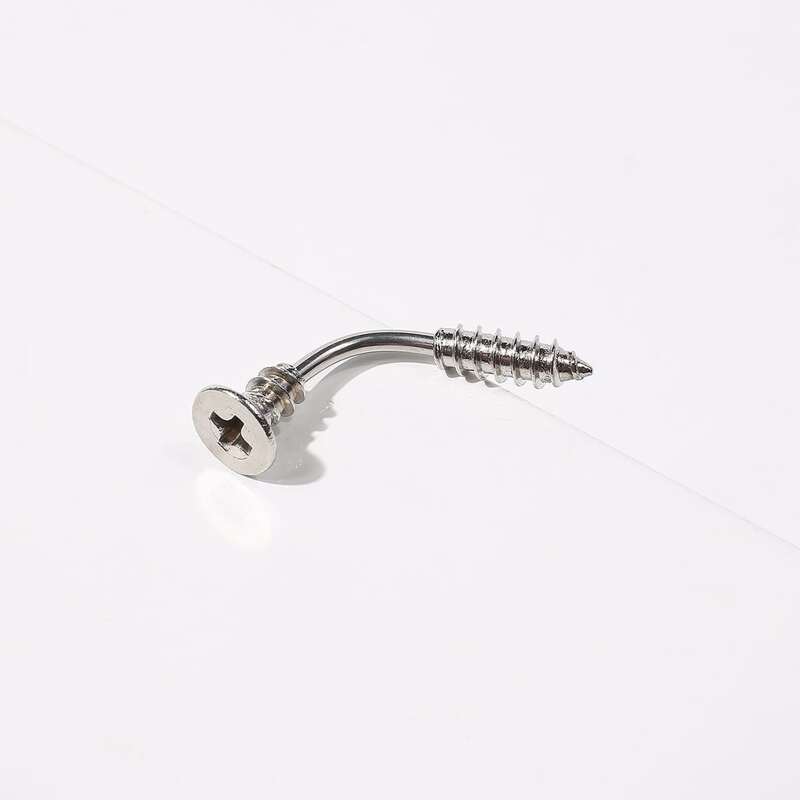 

Screw Design Belly Bar, Silver