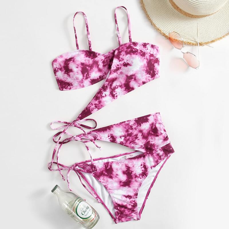 

Tie Dye Cut Out Bikini Swimsuit, Multicolor