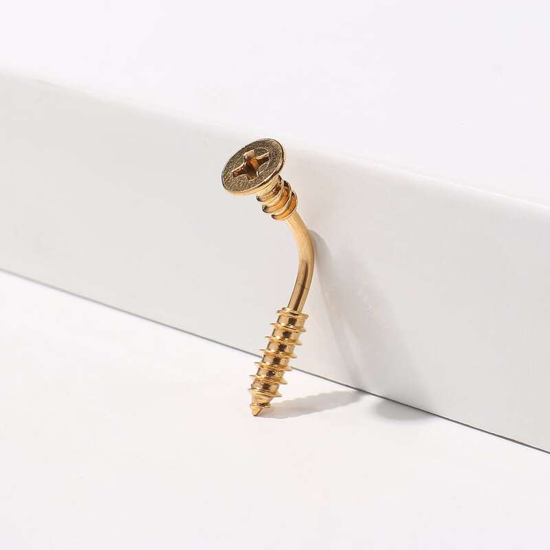 

Screw Design Belly Bar, Gold