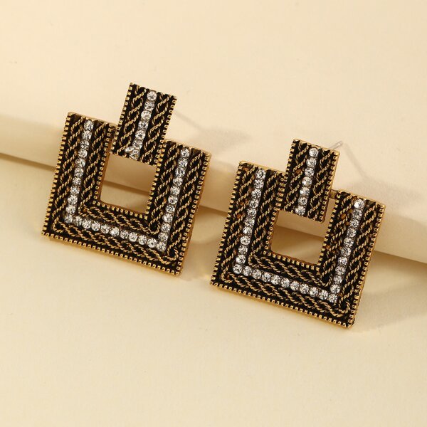 

Rhinestone Square Drop Earrings, Multicolor