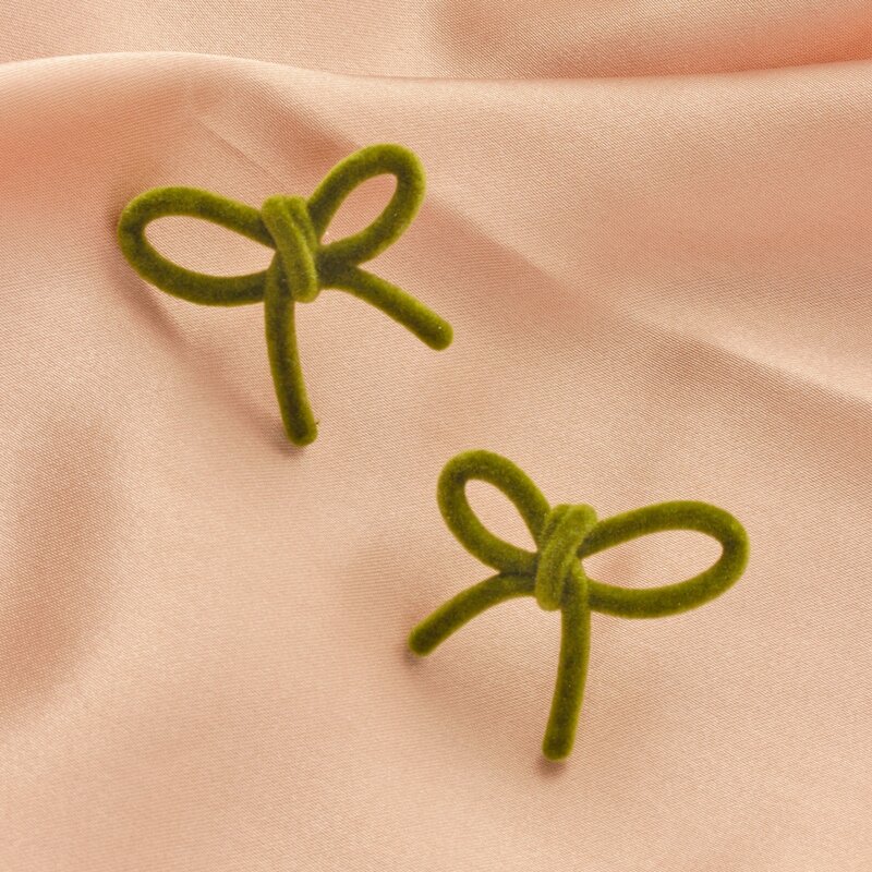 

Velvet Bow Stud Earrings, Green