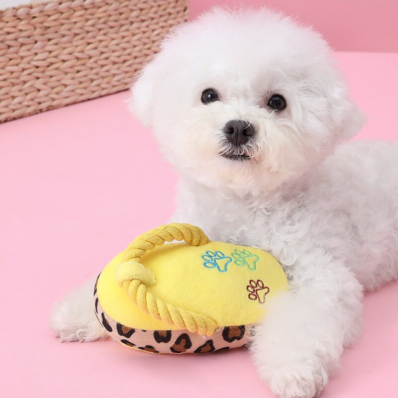 

Leopard Slipper Design Dog Sound Toy, Yellow
