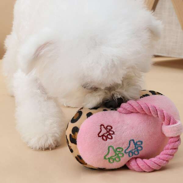 

Leopard Slipper Design Dog Sound Toy, Pink