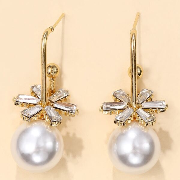 

Faux Pearl Decor Earrings, Gold