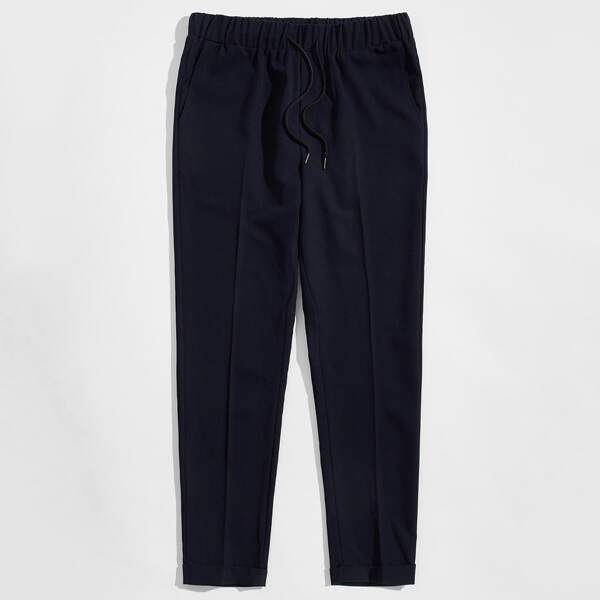 

Men Slant Pocket Solid Pants, Navy blue