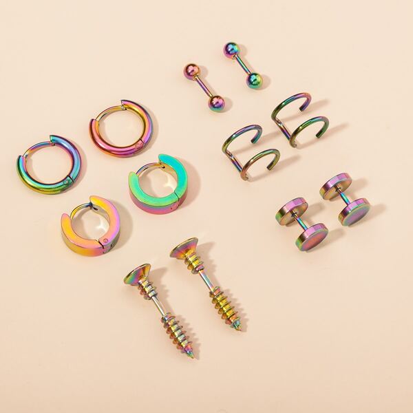 

6pairs Colorful Earrings, Multicolor