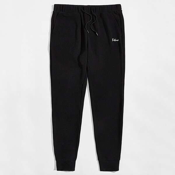 

Men Letter Graphic Sweatpants, Black