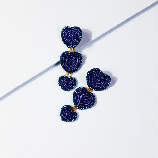 

Link Heart Design Drop Earrings, Royal blue