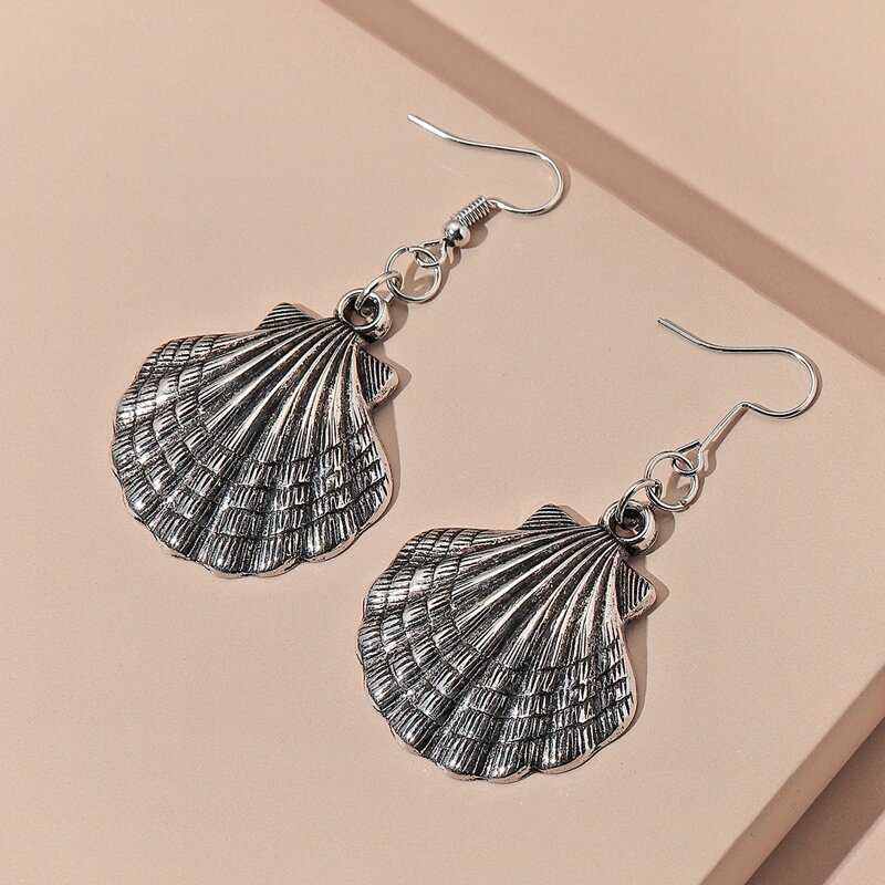 

Shell Drop Earrings, Antique silver