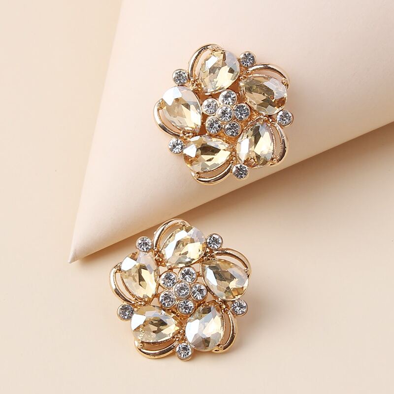 

Rhinestone Flower Stud Earrings, Champagne