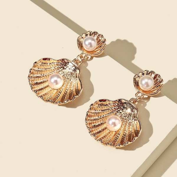

Shell Charm Drop Earrings, Gold