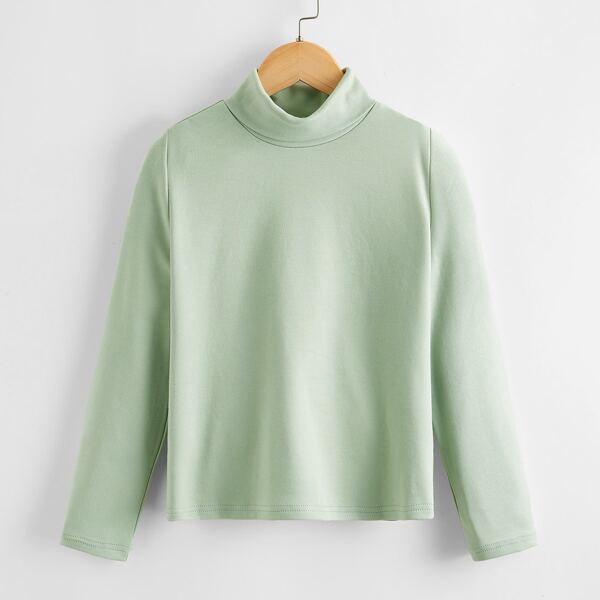 

Girls Turtle Neck Top, Pastel mint green