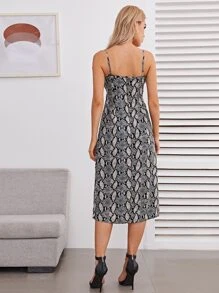 SHEIN Unity 蕾絲邊蛇皮紋吊帶連衣裙 - 彩色 - 查看 2