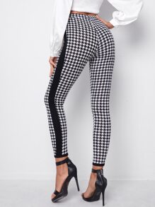 SHEIN Privé Leggings de pata de gallo de cintura alta - Blanco y Negro - Ver 2