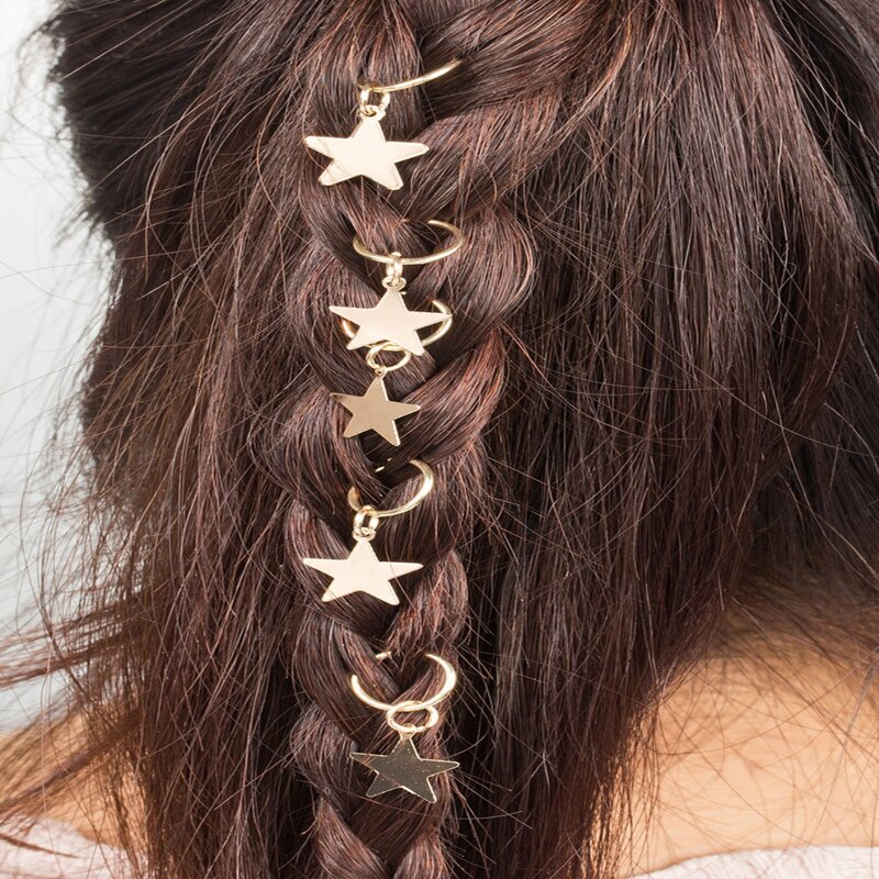 

5pcs Star Hair Spinners, Gold