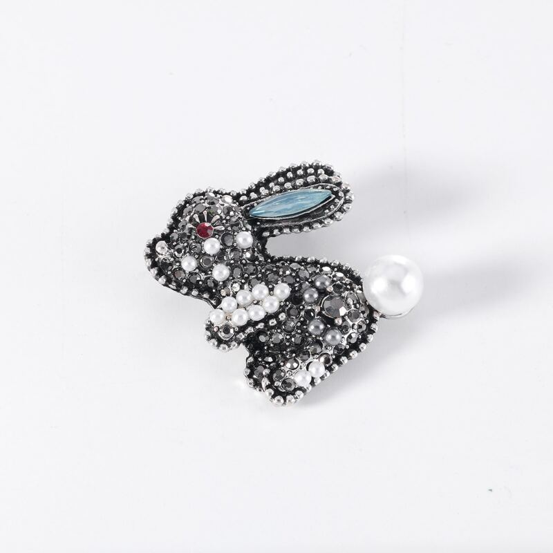 

Faux Pearl Rabbit Brooch, Silver