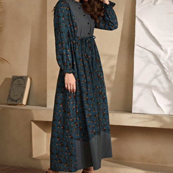 

Floral Print Tie Front A-line Dress, Multicolor