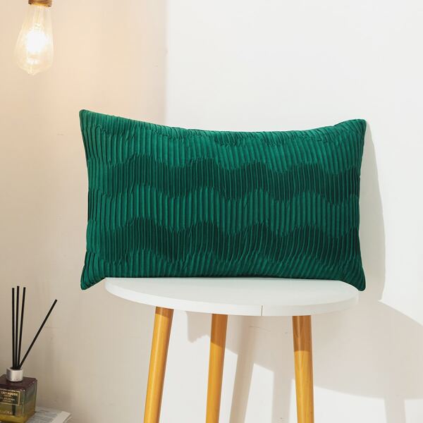 

Fold Pattern Lumbar Pillow Cover Without Filler, Dark green