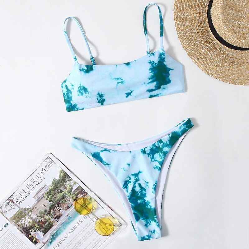 

Tie Dye High Cut Bikini Swimsuit, Multicolor