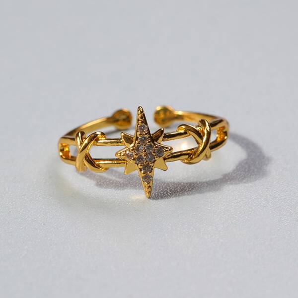 

Rhinestone Decor Ring, Gold