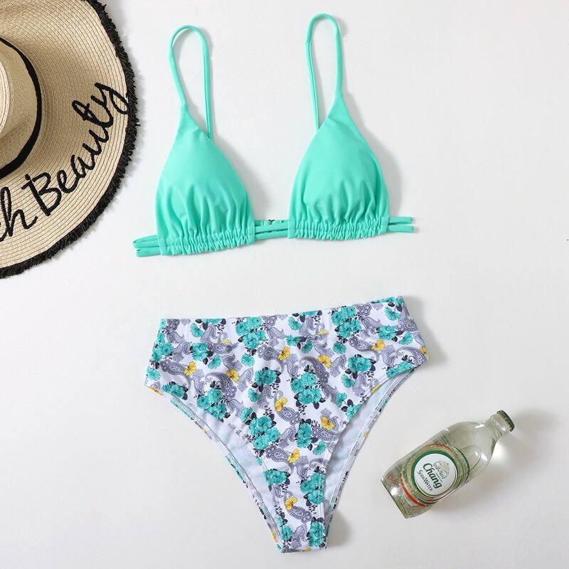 

Floral Triangle Bikini Swimsuit, Multicolor