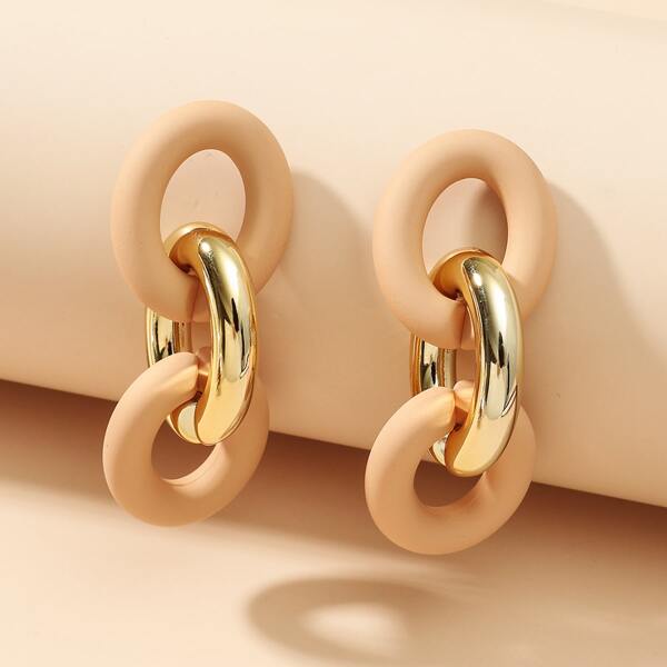 

Geo Link Drop Earrings, Dusty pink