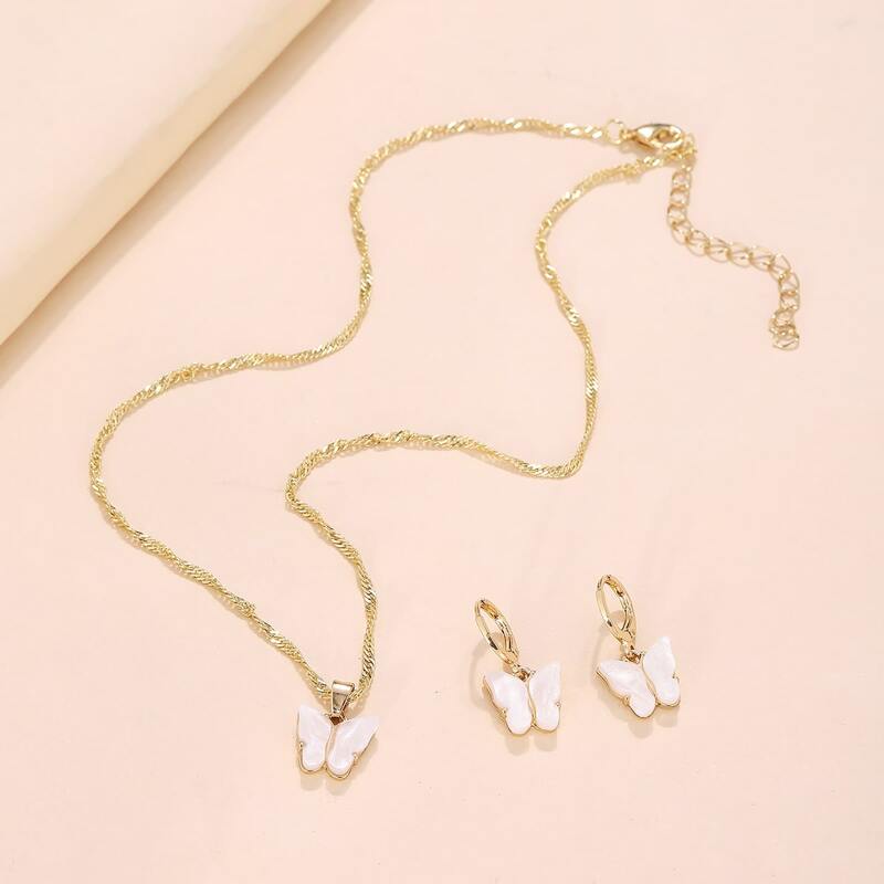 

3pcs Butterfly Jewelry Set, Gold