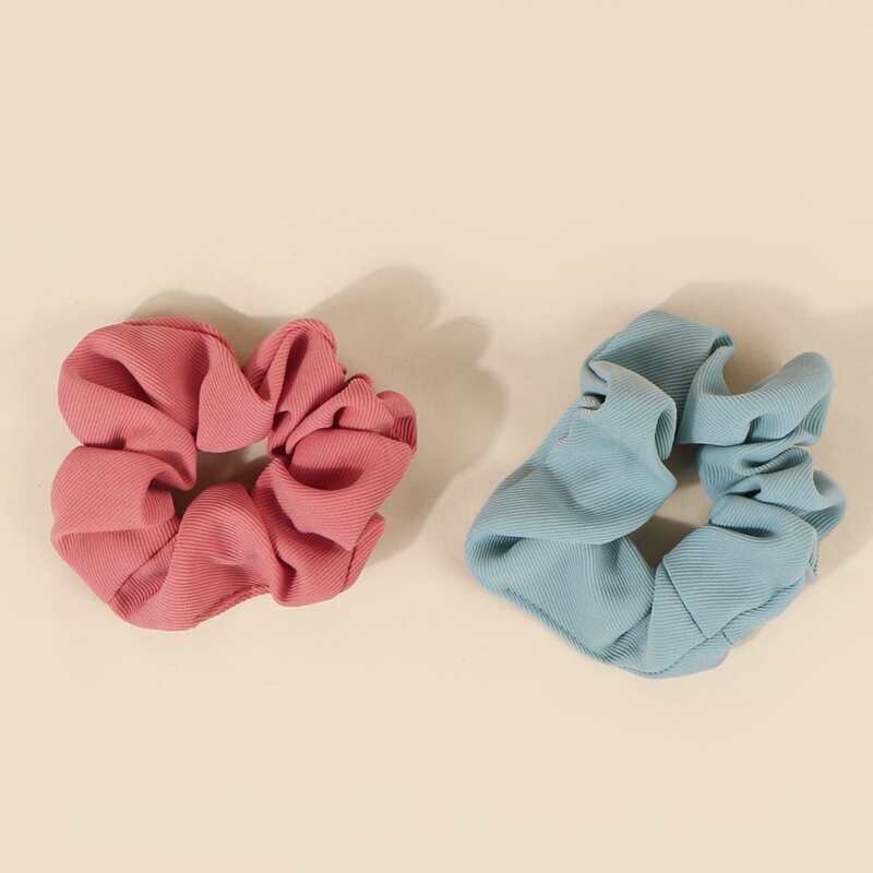 

2pcs Solid Plain Scrunchie, Multicolor