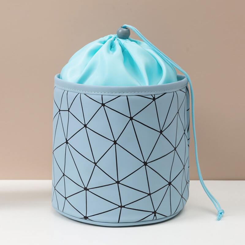 

Geometric Pattern Cosmetic Drawstring Storage Bag, Blue